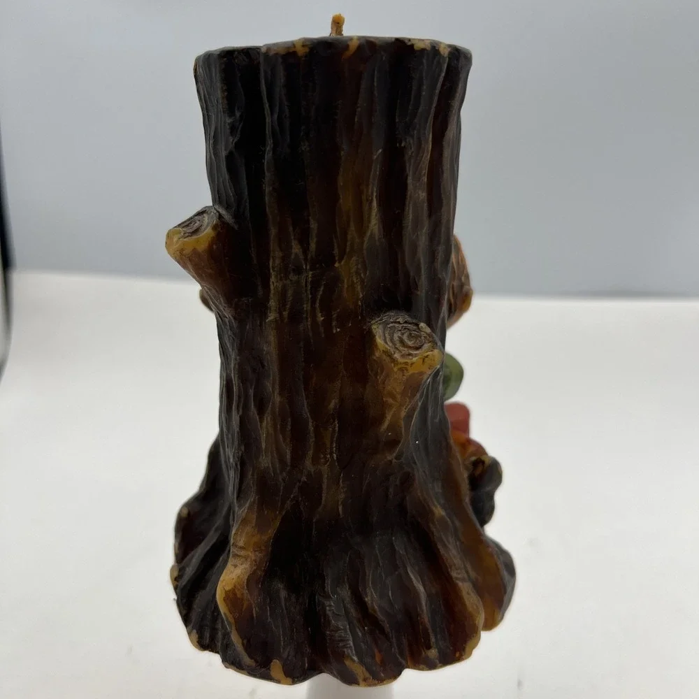 VTG Gunter Kerzen German Hand Carved Painted‎ Candle - Boy & Girl Reading Tree